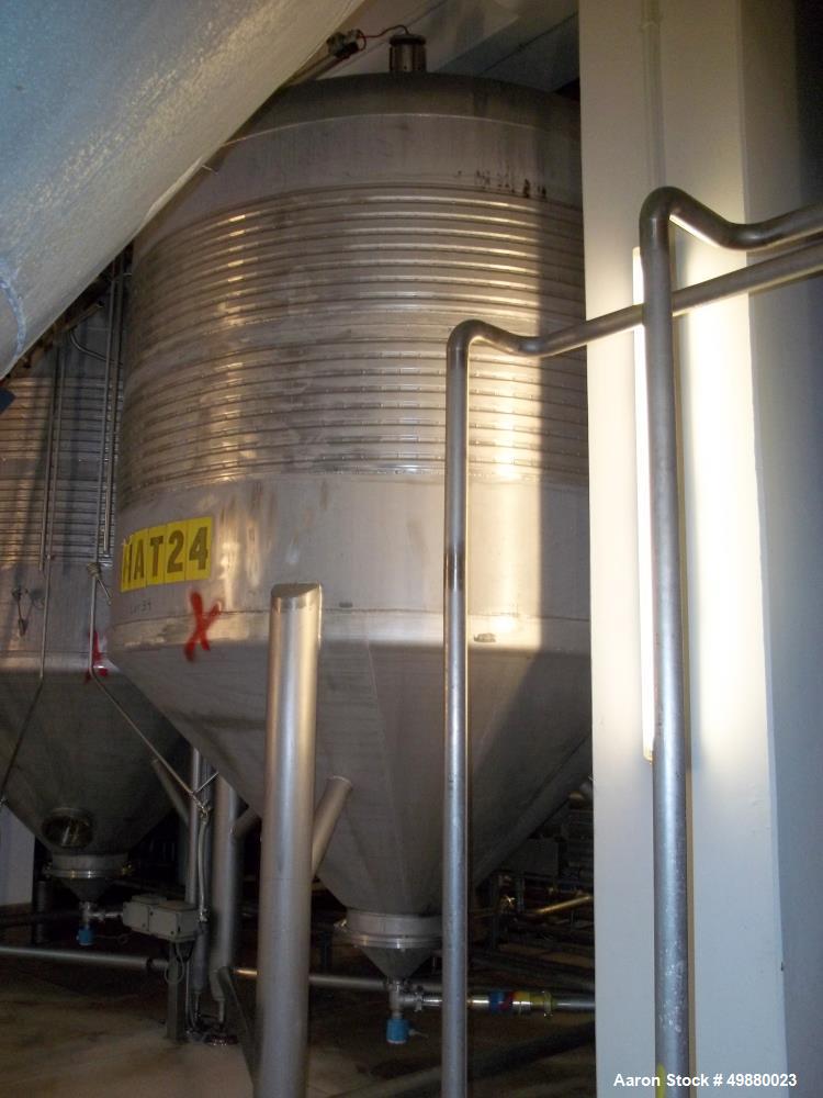 Used Alfa Laval tanks, type ZKH Capacity 13700 liter (3624 gallon), 316 stainless steel. Rated for 3 bar (45 PSI) at 20 deg C. (76 deg F). On 3 legs. Serial # 489.