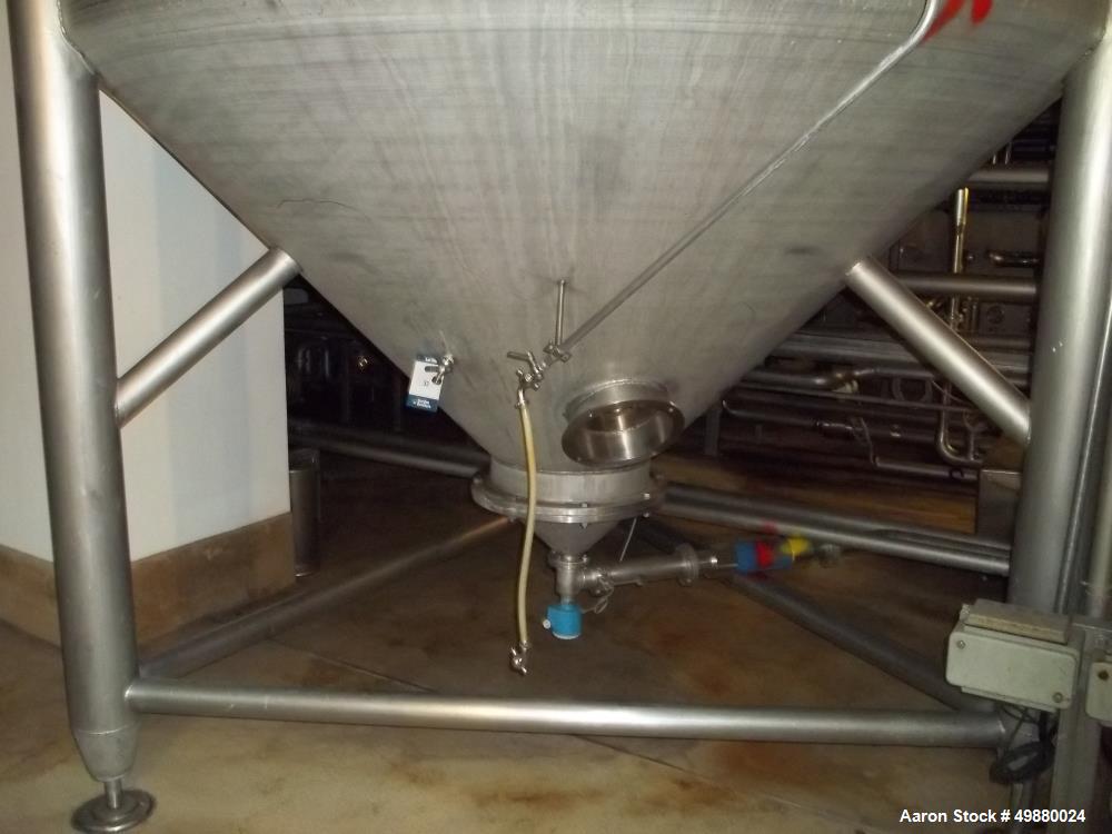 Used Alfa Laval tanks, type ZKH Capacity 13700 liter (3624 gallon), 316 stainless steel. Rated for 3 bar (45 PSI) at 20 deg C. (76 deg F). On 3 legs. Serial # 490.