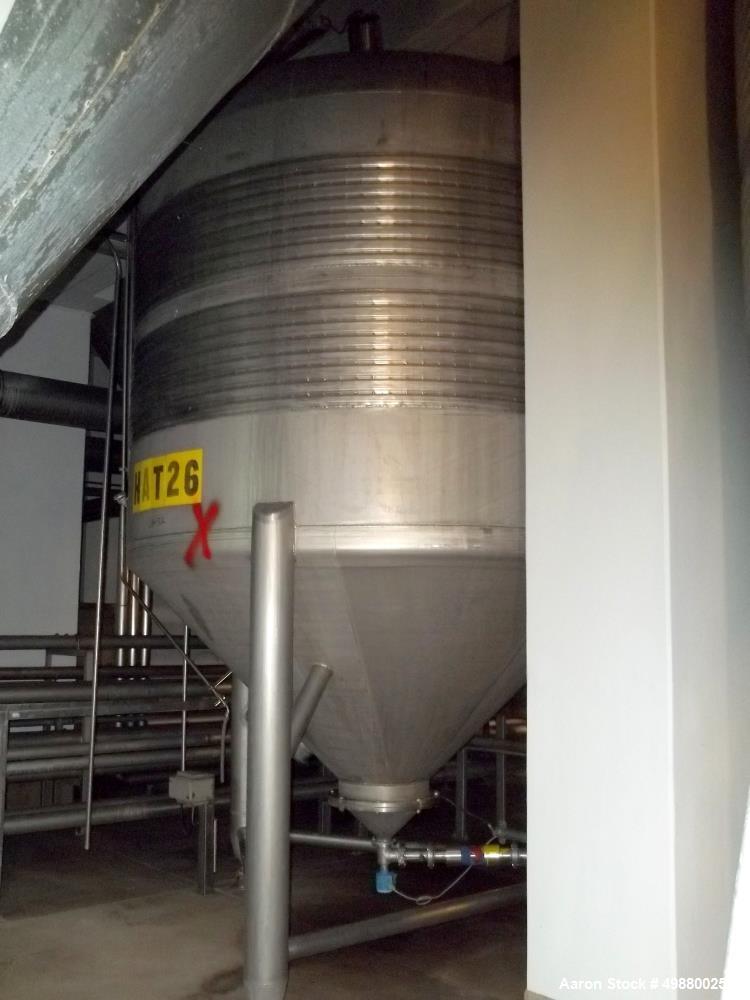 Used Alfa Laval tanks, type ZKH Capacity 13700 liter (3624 gallon), 316 stainless steel. Rated for 3 bar (45 PSI) at 20 deg C. (76 deg F). On 3 legs. Serial # 491.