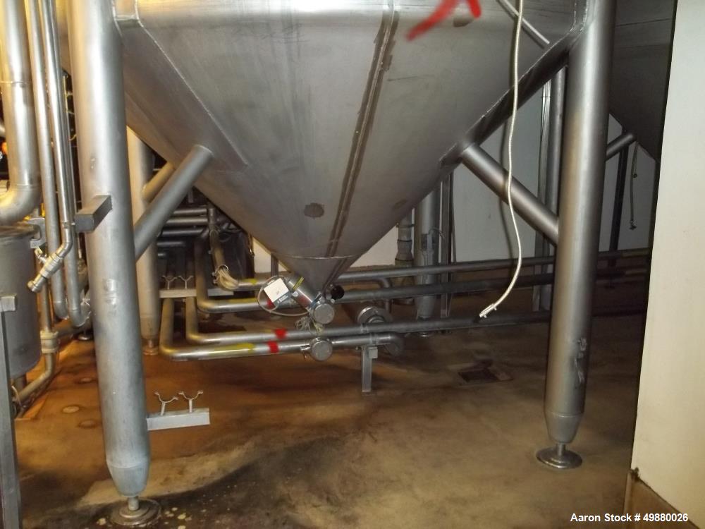 Used Alfa Laval tanks, type ZKH Capacity 13700 liter (3624), 316 stainless steel. Rated for 3 bar (45 PSI) at 20 deg C. (76 deg F). On 3 legs. Serial # 492