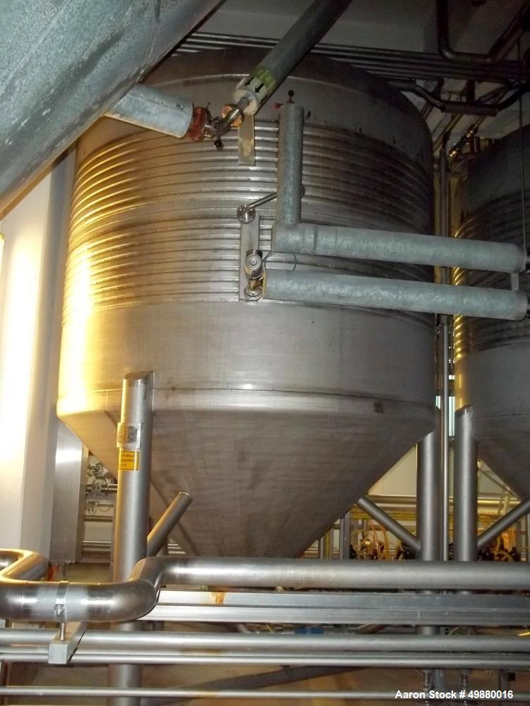 Used Alfa Laval tanks, type ZKH. Capacity 13700 liter (3624), 316 stainless steel. Rated for 3 bar (45 PSI) at 20 deg C. (76 deg F). On 3 legs. Serial # 487.