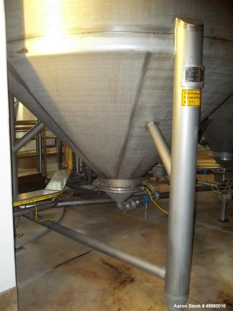 Used Alfa Laval tanks, type ZKH. Capacity 13700 liter (3624), 316 stainless steel. Rated for 3 bar (45 PSI) at 20 deg C. (76 deg F). On 3 legs. Serial # 487.