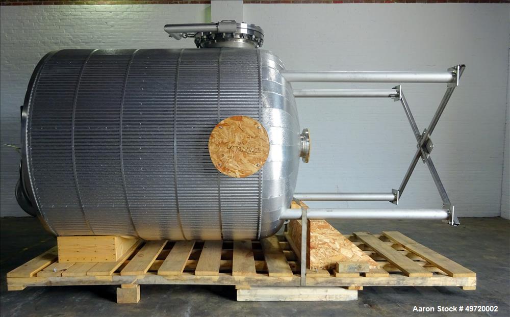 Unused- Apache Stainless Tank, 2,030 Gallon, 304L Stainless Steel, Vertical. Approximate 78-3/4" diameter x 86-5/8" straight side, flat top, dished bottom. Internal rated 0.2 psi at -20 to 250 degree...