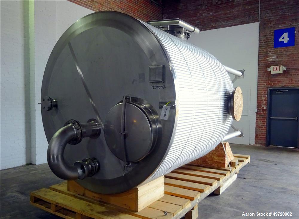 Unused- Apache Stainless Tank, 2,030 Gallon, 304L Stainless Steel, Vertical. Approximate 78-3/4" diameter x 86-5/8" straight side, flat top, dished bottom. Internal rated 0.2 psi at -20 to 250 degree...