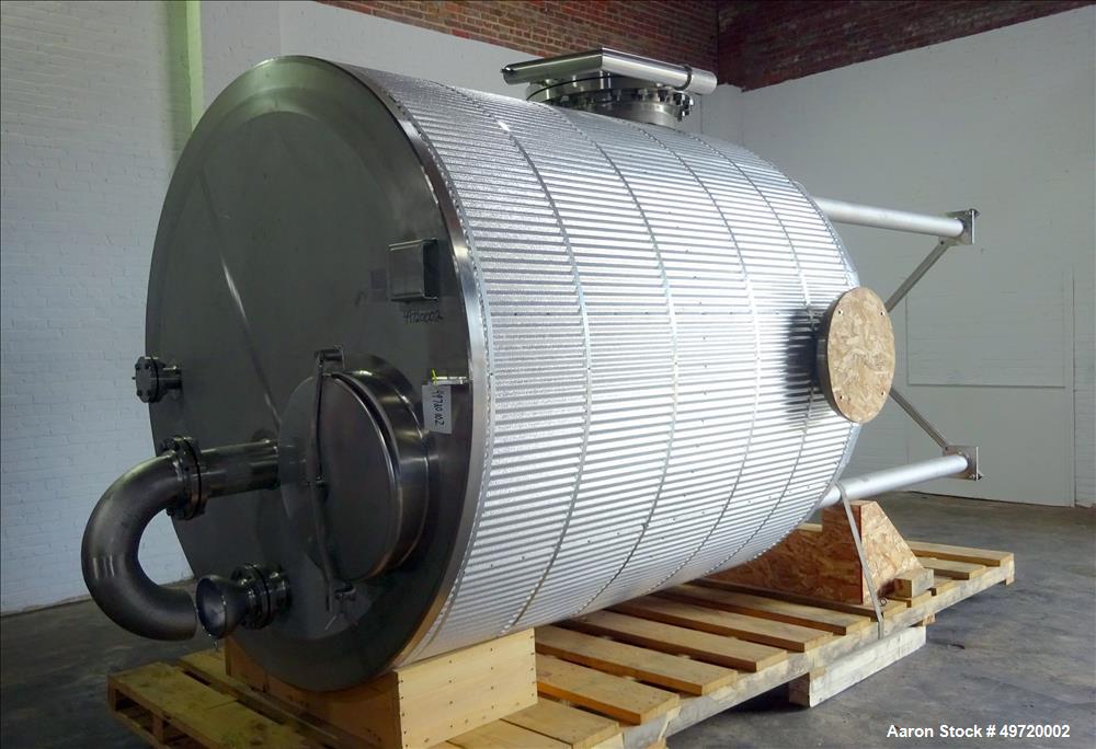 Unused- Apache Stainless Tank, 2,030 Gallon, 304L Stainless Steel, Vertical. Approximate 78-3/4" diameter x 86-5/8" straight side, flat top, dished bottom. Internal rated 0.2 psi at -20 to 250 degree...