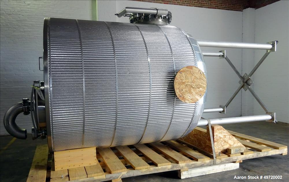 Unused- Apache Stainless Tank, 2,030 Gallon, 304L Stainless Steel, Vertical. Approximate 78-3/4" diameter x 86-5/8" straight side, flat top, dished bottom. Internal rated 0.2 psi at -20 to 250 degree...