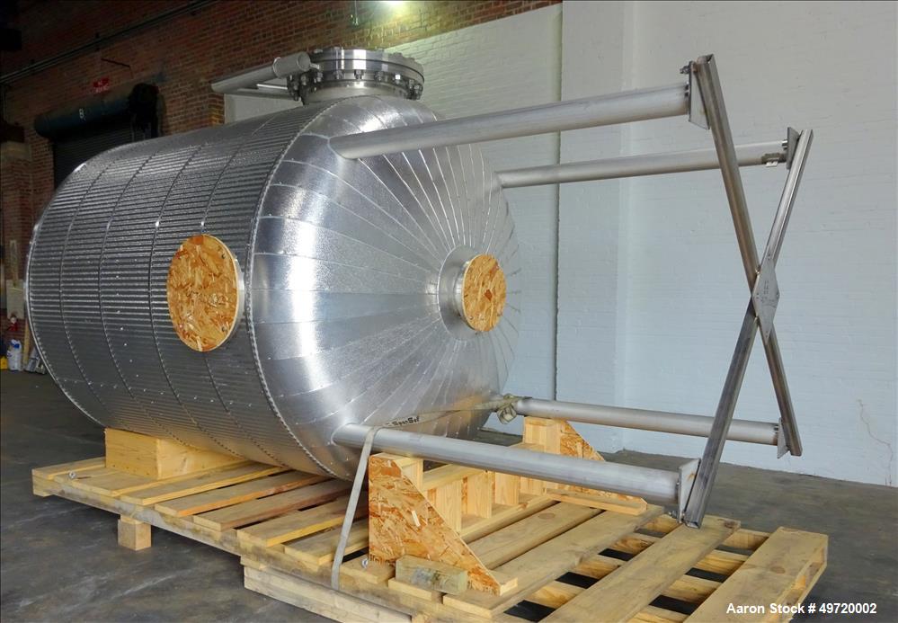 Unused- Apache Stainless Tank, 2,030 Gallon, 304L Stainless Steel, Vertical. Approximate 78-3/4" diameter x 86-5/8" straight side, flat top, dished bottom. Internal rated 0.2 psi at -20 to 250 degree...