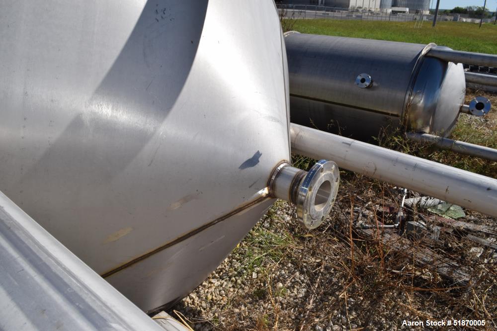 Unused- Apache Stainless Tank, 2263 Gallon, 304L Stainless Steel, Vertical. 72" Diameter x 120" straight side, flat top, coned bottom. Internal rated 1 psi at 250 degrees F. Openings top 2", 3", 4", ...
