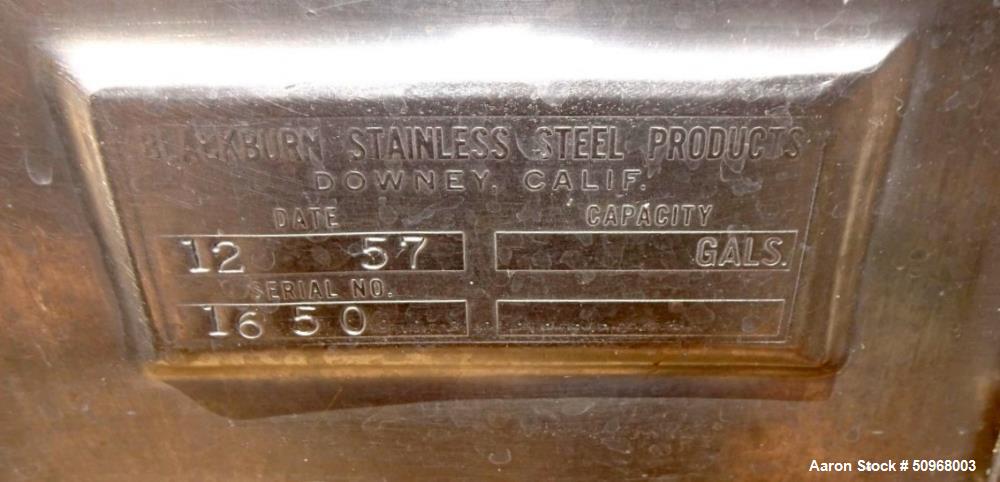 Used Blackburn Stainless Products Dairy Tank