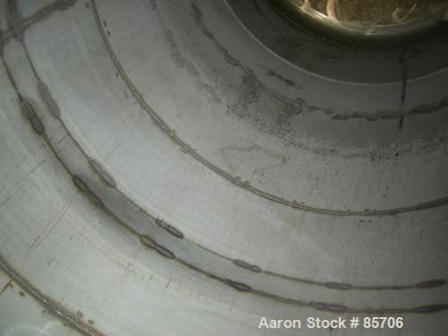 USED: Blaw Knox 1250 gallon stainless steel vertical tank. 60" diameter x 103" straight side, dish top and bottom. Internal rated 15 psi @ 140 deg F. External rated 7 psi @ full vacuum. Top openings:...