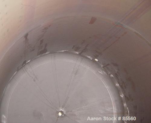 USED: Brighton Corp pressure tank, 4000 gallon, 316L stainless steel, vertical. 96" diameter x 120" straight side, dish top and bottom. Internal rated 70/FV at 320 degrees F. Openings: top (3) 2", (3...