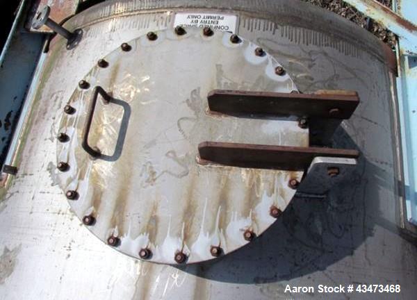 Used Buffalo Pressure Tank, 4,000 Gallon, 304 Stainless Steel, Vertical. Approximate 96" diameter x 117" straight side, dish top & bottom. Internal rated 14 psi at 300 degrees F. Openings top (2) 1",...