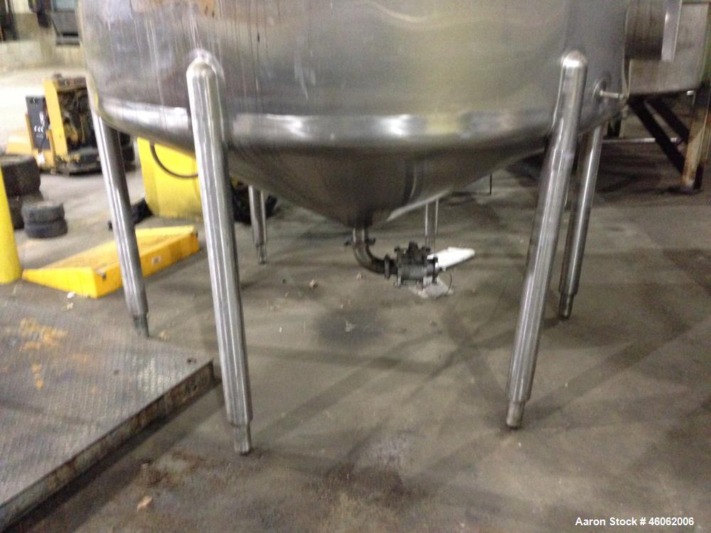 Used Cherry Burrell 3000 Gallon Sanitary Stainless Steel Storage Tank. Model/Serial Number - 3000 CVS 87 3022. Approx. 6'6" Diameter x 9'3" Straight side. Dish Top, Cone Bottom. 16" x 20" Side Manway...