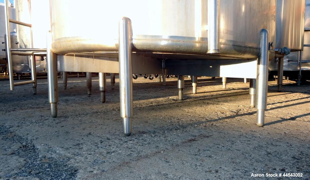 Used Cherry Burrell Tank, 2000 Gallon, 304 Stainless Steel, Vertical. 84” Diameter x 81” straight side, dished top, sloped bottom. (1) Spray ball, external side ladder. Openings: top (2) 2”, 3”, 3" v...