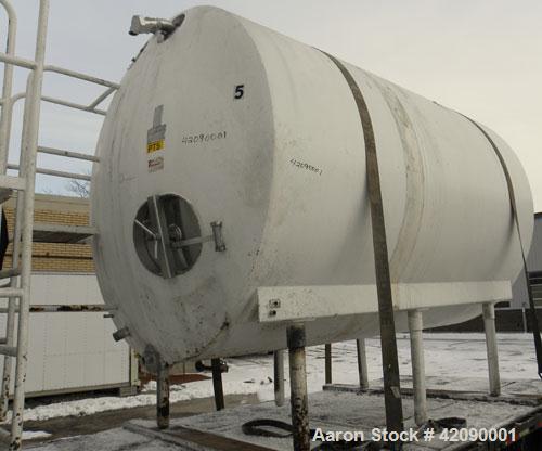 Used Cherry Burrell Storage Tank, 3000 gallon, model GHW, 304 stainless steel, horizontal. 84" diameter x 108" straight side, dished heads. Insulated with carbon steel sheathing. 1/4 channel jacket o...