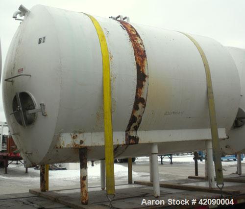 Used Cherry Burrell Storage Tank, 3000 gallon, 304 stainless steel, horizontal. 84'' diameter x 108'' straight side, dished heads. Insulated with carbon steel sheathing. 1/4 channel jacket on partial...