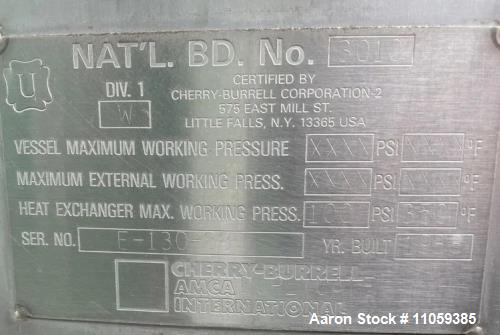 Used Cherry-Burrell 1,000-Gallon Sanitary Jacketed Stainless Steel Mix Tank | Food-Grade Heated Vessel