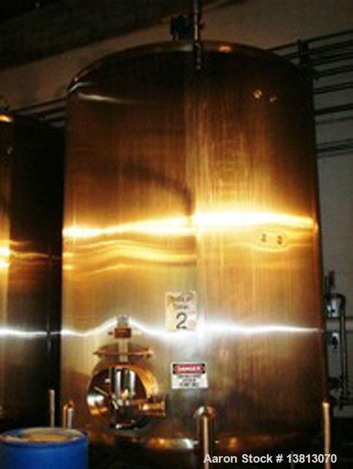 Used Cherry Burrell 3,700 Gallon Top Agitated Mixing Tank. Single wall top agitated mixing tank with dual CIP spray ball and dual agitators on shaft. Dish top and dish bottom with 4" bottom center di...