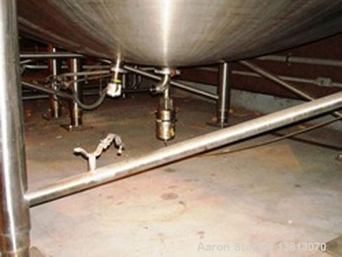 Used Cherry Burrell 3,700 Gallon Top Agitated Mixing Tank. Single wall top agitated mixing tank with dual CIP spray ball and dual agitators on shaft. Dish top and dish bottom with 4" bottom center di...