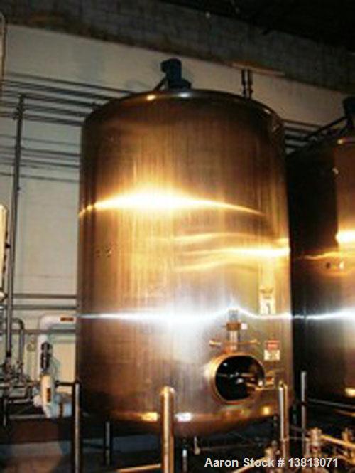 Used Cherry Burrell 3,700 Gallon Top Agitated Mixing Tank. Single wall top agitated mixing tank with dual CIP spray ball and dual agitators on shaft. Dish top and dish bottom with 4" bottom center di...