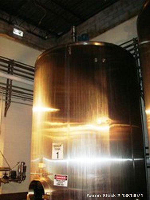 Used Cherry Burrell 3,700 Gallon Top Agitated Mixing Tank. Single wall top agitated mixing tank with dual CIP spray ball and dual agitators on shaft. Dish top and dish bottom with 4" bottom center di...