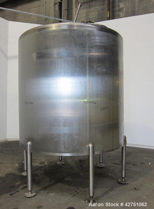 Used Cherry-Burrell Tank, 2000 Gallon, 316 Stainless Steel, Vertical. 84" Diameter x 84" straight side. Dished top, coned bottom. Off center top entering Lightnin agitator, 1-1/2" diameter shaft with...