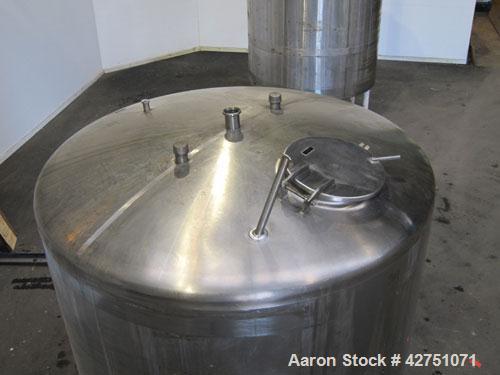 Used Cherry-Burrell Tank, 2000 Gallon, 316 Stainless Steel, Vertical. 84" Diameter x 84" straight side. Dished top, coned bottom. Openings top 1-1/2" tri-clamp, 3", (2) 2" NPT, 6", 18" man way with c...