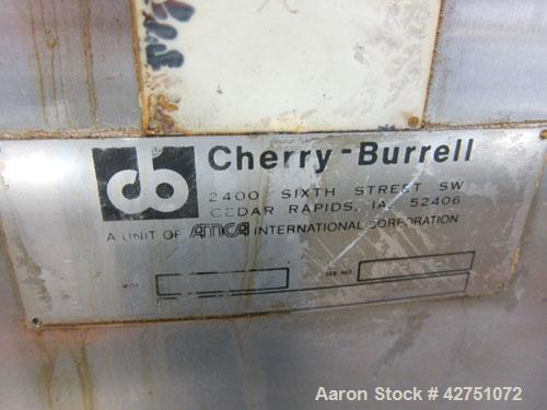 Used Cherry-Burrell Tank, 2000 Gallon, 316 Stainless Steel, Vertical. 84" Diameter x 84" straight side. Dished top, coned bottom. Openings top 1-1/2" tri-clamp, 3", (2) 2" NPT, 6", 18" man way with c...