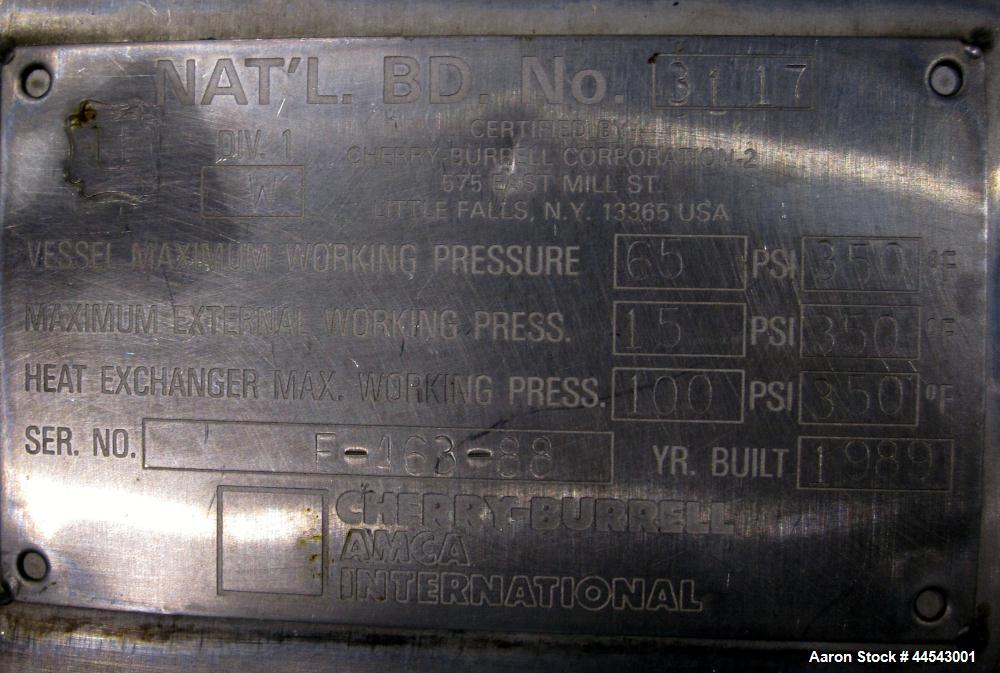 Used 1000 Gallon Stainless Steel Cherry Burrell Reactor