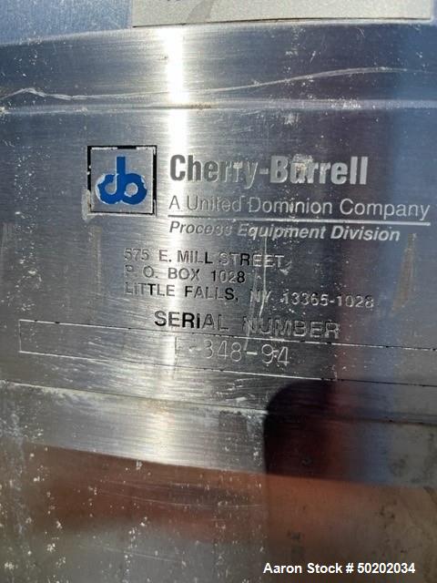 Used-1000 Gallon Cherry Burrell Stainless Steel Mixing Tank; Vertical; 316 SS Interior; 304 DD Exterior; Insulated; Top moun...