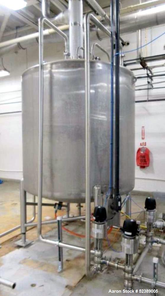 Used- Cherry Burrell 1,000 Gallon Stainless Steel Tank, Vertical. Approximate 60" diameter x 76" straight side. Dished top a...