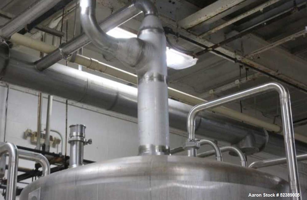 Used Cherry Burrell 1,000 Gallon Stainless Steel Tank, Vertical. Approximate 60" diameter x 76" straight side. Dished top and bottom. Openings top: (1) 2-1/2" sanitary thread reduced to 1-1/2" tri-cl...