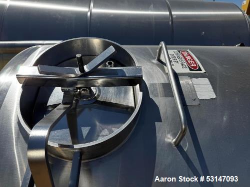 Used 1,500 Gallon Cherry-Burrell Vertical Stainless Steel Tank – Side Manway, Spray Ball, Lifting Lugs