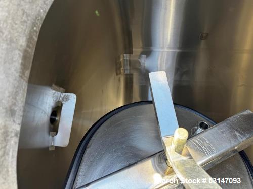 Used 1,500 Gallon Cherry-Burrell Vertical Stainless Steel Tank – Side Manway, Spray Ball, Lifting Lugs