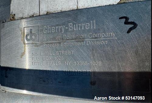 Used 1,500 Gallon Cherry-Burrell Vertical Stainless Steel Tank – Side Manway, Spray Ball, Lifting Lugs