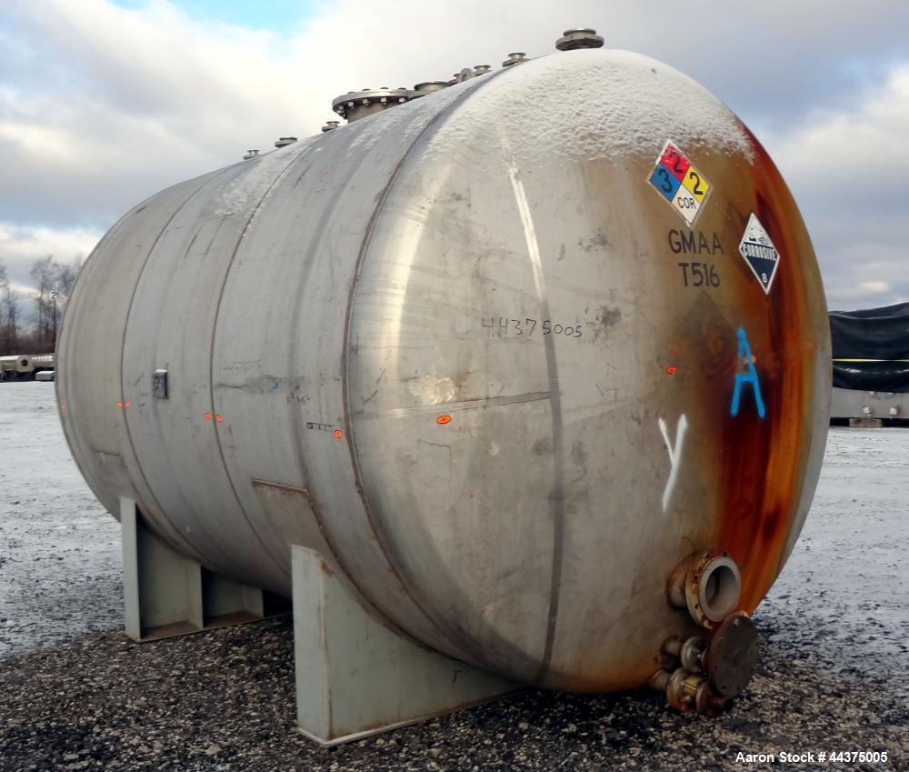 Used Chicago Boiler Company Pressure Tank, 8000 Gallon, 304L Stainless Steel, Horizontal. 114" diameter x 144" straight side, dished heads. Internal rated 15 psi at -20 to 350 degrees F. Openings top...