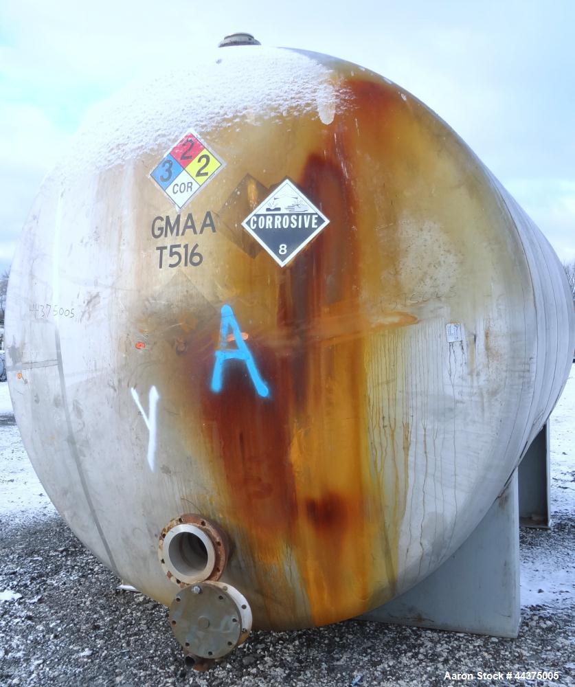 Used Chicago Boiler Company Pressure Tank, 8000 Gallon, 304L Stainless Steel, Horizontal. 114" diameter x 144" straight side, dished heads. Internal rated 15 psi at -20 to 350 degrees F. Openings top...