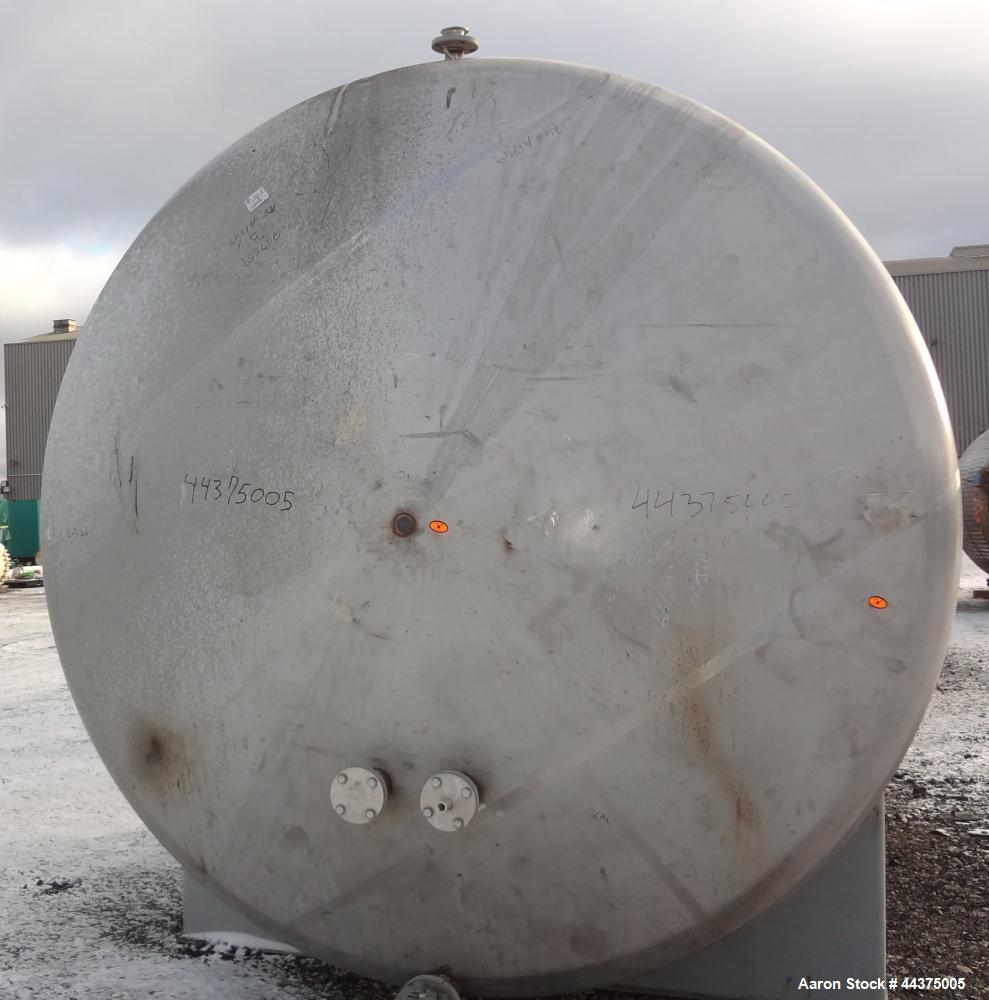 Used Chicago Boiler Company Pressure Tank, 8000 Gallon, 304L Stainless Steel, Horizontal. 114" diameter x 144" straight side, dished heads. Internal rated 15 psi at -20 to 350 degrees F. Openings top...