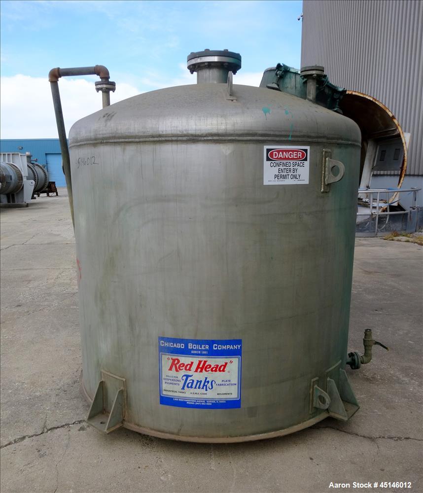 Used Chicago Boiler Company, Approximate 1,000 Gallon, 304 Stainless Steel.