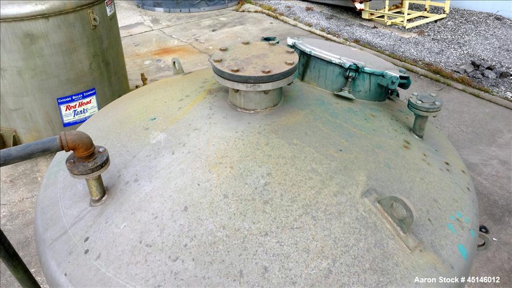 Used Chicago Boiler Company, Approximate 1,000 Gallon, 304 Stainless Steel.