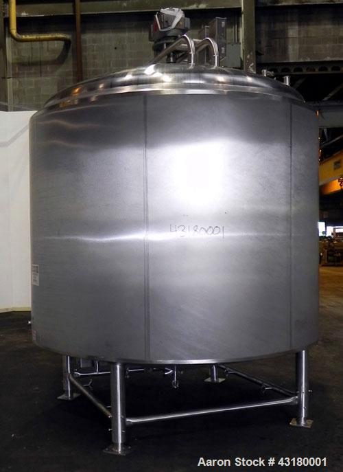 Used Crepaco Processor Kettle, 2500 Gallon, 304 Stainless Steel, Vertical. 96’’ Diameter x 76’’ straight side, dished top, coned bottom. 36’’ Section (75 square feet) on side wall, and 29 square feet...