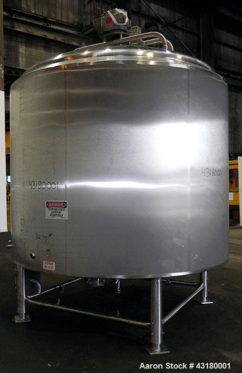 Used Crepaco Processor Kettle, 2500 Gallon, 304 Stainless Steel, Vertical. 96’’ Diameter x 76’’ straight side, dished top, coned bottom. 36’’ Section (75 square feet) on side wall, and 29 square feet...