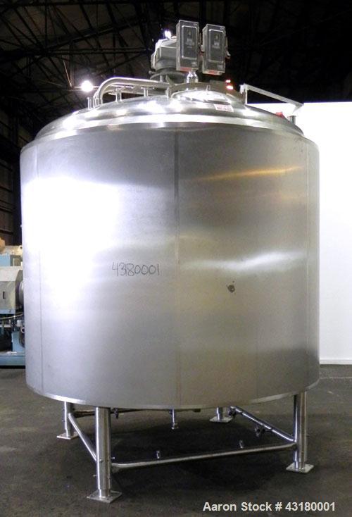Used Crepaco Processor Kettle, 2500 Gallon, 304 Stainless Steel, Vertical. 96’’ Diameter x 76’’ straight side, dished top, coned bottom. 36’’ Section (75 square feet) on side wall, and 29 square feet...