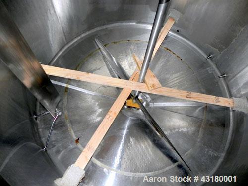 Used Crepaco Processor Kettle, 2500 Gallon, 304 Stainless Steel, Vertical. 96’’ Diameter x 76’’ straight side, dished top, coned bottom. 36’’ Section (75 square feet) on side wall, and 29 square feet...