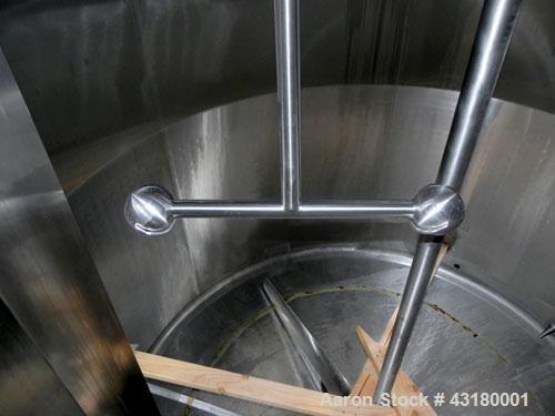 Used Crepaco Processor Kettle, 2500 Gallon, 304 Stainless Steel, Vertical. 96’’ Diameter x 76’’ straight side, dished top, coned bottom. 36’’ Section (75 square feet) on side wall, and 29 square feet...