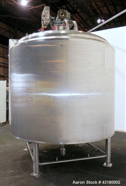 Used Crepaco Processor Kettle, 2500 Gallon, 304 Stainless Steel, Vertical. 96’’ Diameter x 76’’ straight side, dished top, coned bottom. 36’’ Section (75 square feet) on side wall, and 29 square feet...