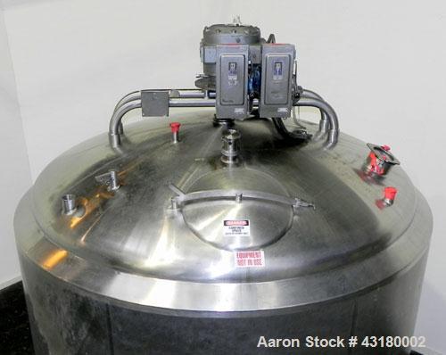 Used Crepaco Processor Kettle, 2500 Gallon, 304 Stainless Steel, Vertical. 96’’ Diameter x 76’’ straight side, dished top, coned bottom. 36’’ Section (75 square feet) on side wall, and 29 square feet...