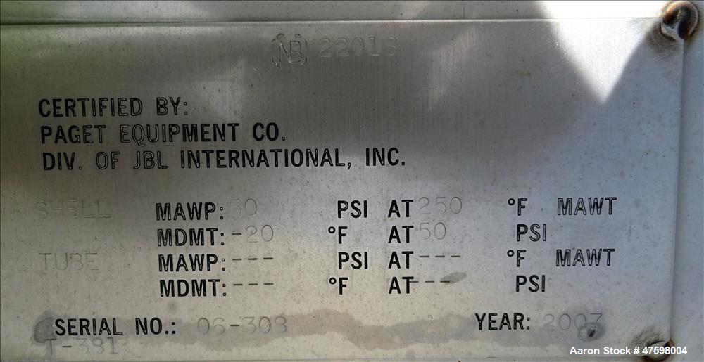 Unused- Crown Iron Works Pressure Tank, 1100 Gallon, 304L Stainless Steel, Verti