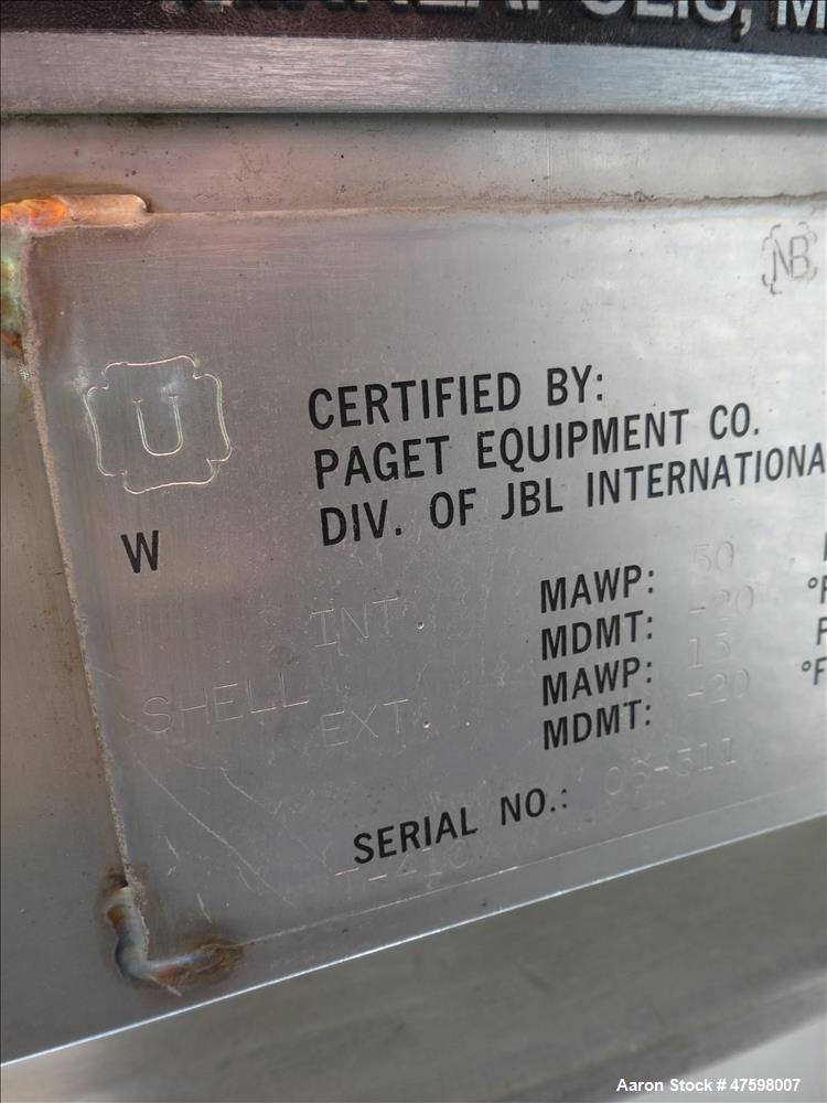 Unused- Crown Iron Works Pressure Tank, 2100 Gallon, 304L Stainless Steel, Verti