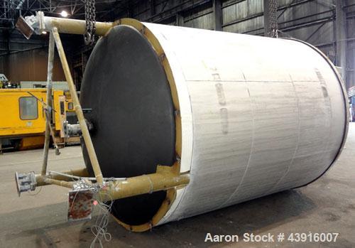 Used Custom Metalcraft Tank, 4,476 Gallon, 304 Stainless Steel, Vertical. Approximately 98” diameter x 120” straight side, dished top and bottom. Rated atmospheric at 210 degrees F.  Off center top e...